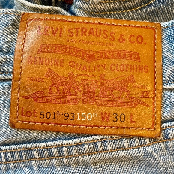 Levis Premium 501 150th Anniversary 93' Sashiko Patchwork 7" Shorts Size 30 - Picture 6 of 11